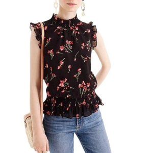 J Crew Sleeveless Smocked Top in Falling Floral